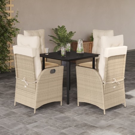vidaXL Set comedor de jardín 5 pzas con cojines ratán sintético beige