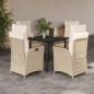 vidaXL Set comedor de jardín 5 pzas con cojines ratán sintético beige vidaXL Set comedor de jardín 5 pzas con cojines ratán sintético beige