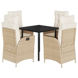 vidaXL Set comedor de jardín 5 pzas con cojines ratán sintético beige