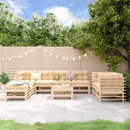 vidaXL Set de mesa y taburetes altos jardín 9 pzas madera maciza pino