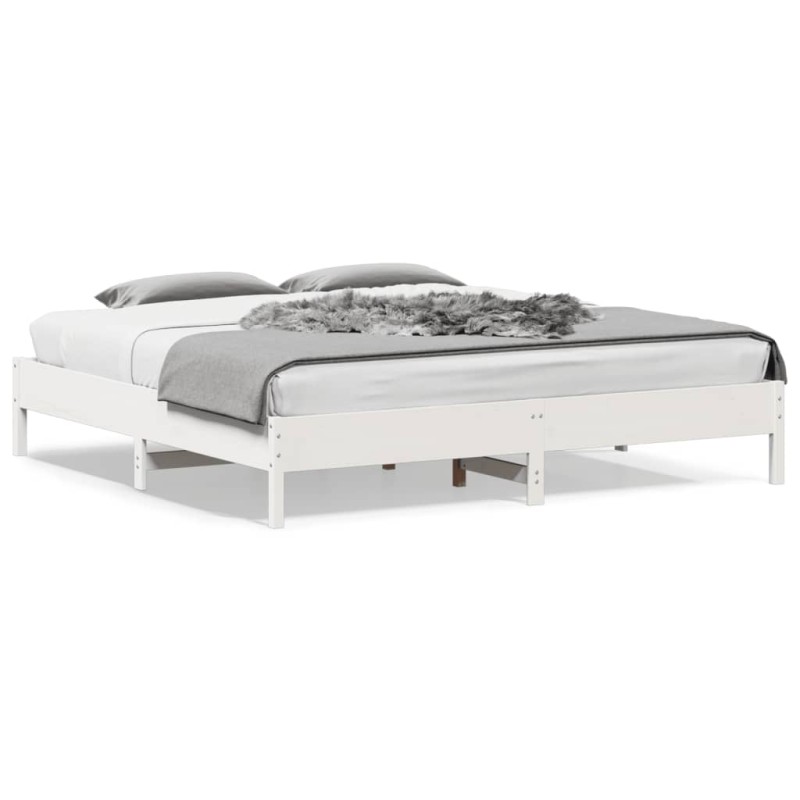 vidaXL Estructura de cama de madera maciza de pino blanco 200x200 cm vidaXL Estructura de cama de madera maciza de pino blanco 200x200 cm