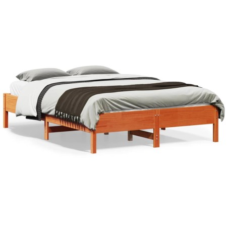 vidaXL Estructura de cama madera maciza pino marrón cera 120x190 cm