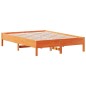 vidaXL Estructura de cama madera maciza pino marrón cera 120x190 cm vidaXL Estructura de cama madera maciza pino marrón cera 120x190 cm