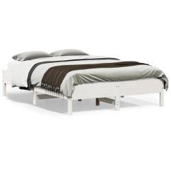 vidaXL Estructura de cama madera maciza de pino blanco 135x190 cm