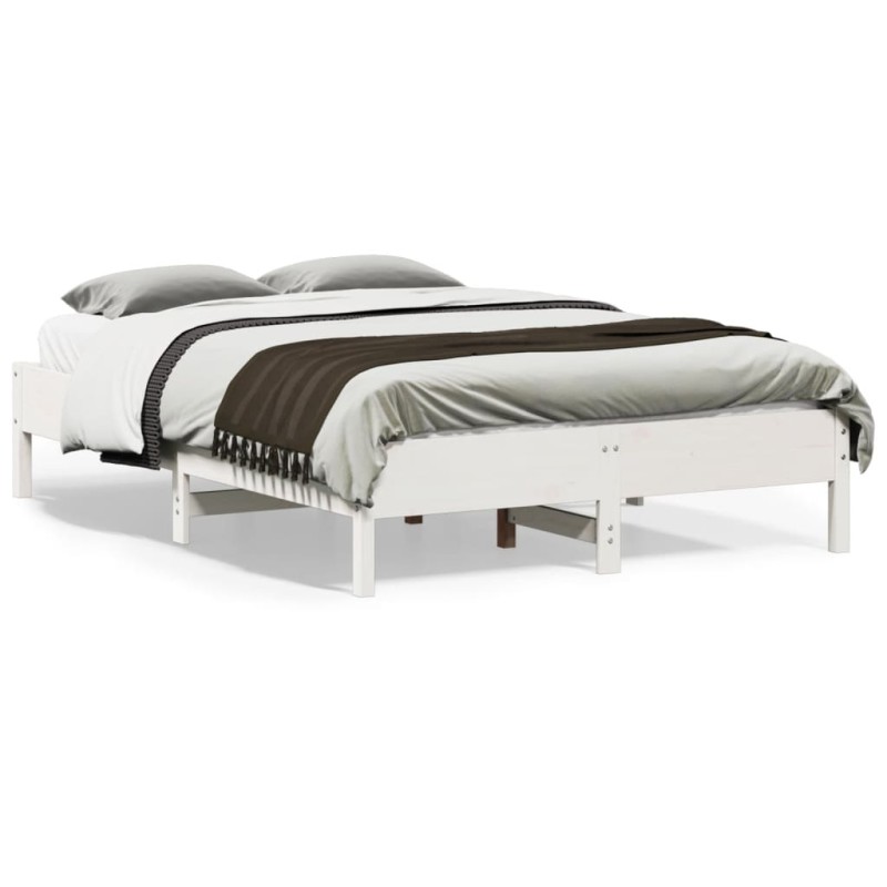 vidaXL Estructura de cama madera maciza de pino blanco 135x190 cm vidaXL Estructura de cama madera maciza de pino blanco 135x190 cm