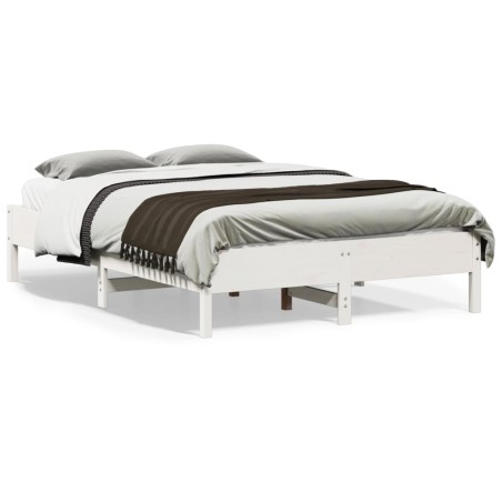vidaXL Estructura de cama madera maciza de pino blanco 135x190 cm