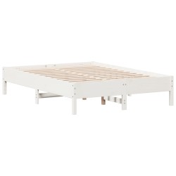 vidaXL Estructura de cama madera maciza de pino blanco 135x190 cm