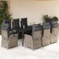 vidaXL Set comedor jardín 9 pzas y cojines ratán sintético gris
