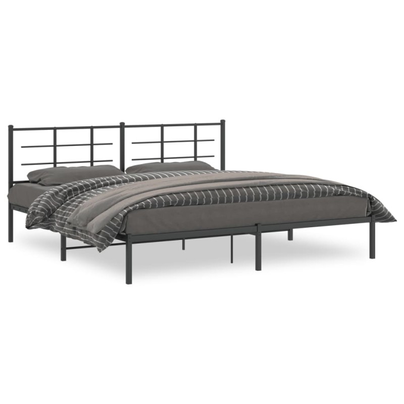 vidaXL Estructura de cama con cabecero metal negro 193x203 cm
