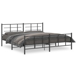vidaXL Estructura de cama cabecero y estribo metal negro 200x200 cm