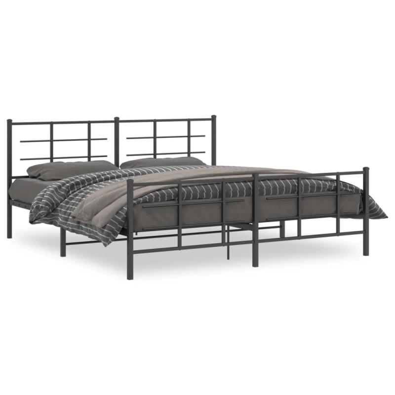 vidaXL Estructura de cama cabecero y estribo metal negro 183x213 cm vidaXL Estructura de cama cabecero y estribo metal negro 183x213 cm
