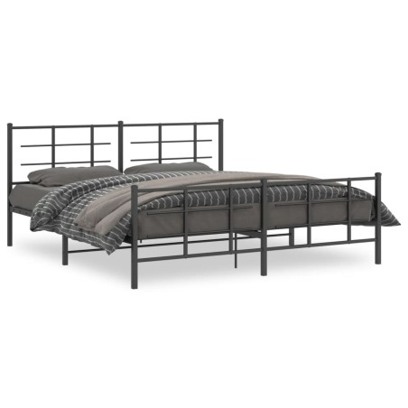 vidaXL Estructura de cama cabecero y estribo metal negro 183x213 cm