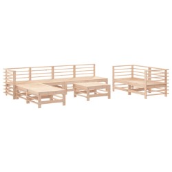 vidaXL Set de mesa y taburetes altos jardín 9 pzas madera maciza pino