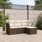 vidaXL Set de sofás de jardín 4 pzas y cojines ratán sintético marrón vidaXL Set de sofás de jardín 4 pzas y cojines ratán sintético marrón