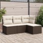 vidaXL Set de sofás de jardín 4 pzas y cojines ratán sintético marrón vidaXL Set de sofás de jardín 4 pzas y cojines ratán sintético marrón