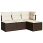 vidaXL Set de sofás de jardín 4 pzas y cojines ratán sintético marrón vidaXL Set de sofás de jardín 4 pzas y cojines ratán sintético marrón
