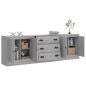 vidaXL Aparadores 3 piezas madera contrachapada gris Sonoma vidaXL Aparadores 3 piezas madera contrachapada gris Sonoma