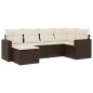 vidaXL Set sofás de jardín 6 piezas y cojines ratán sintético marrón vidaXL Set sofás de jardín 6 piezas y cojines ratán sintético marrón