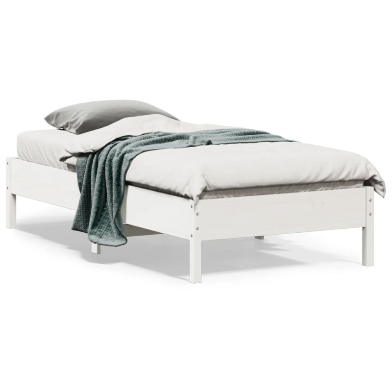 vidaXL Estructura de cama madera maciza de pino blanco 75x190 cm vidaXL Estructura de cama madera maciza de pino blanco 75x190 cm
