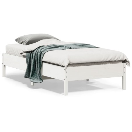 vidaXL Estructura de cama madera maciza de pino blanco 75x190 cm