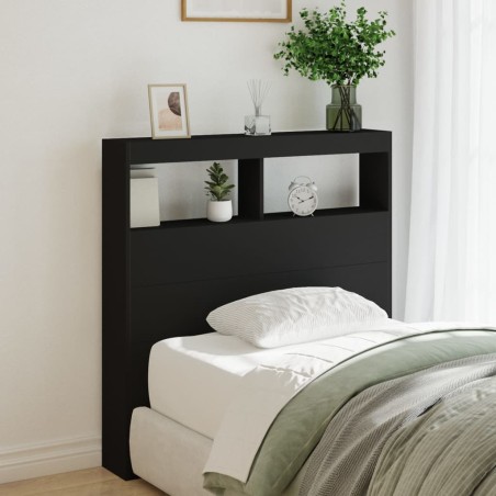 vidaXL Cabecero de cama con LED negro 100x17x102 cm