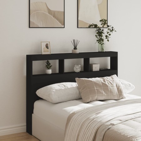vidaXL Cabecero de cama con LED negro 140x17x102 cm