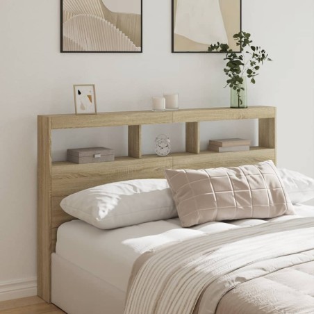 vidaXL Cabecero de cama con LED roble Sonoma 160x17x102 cm