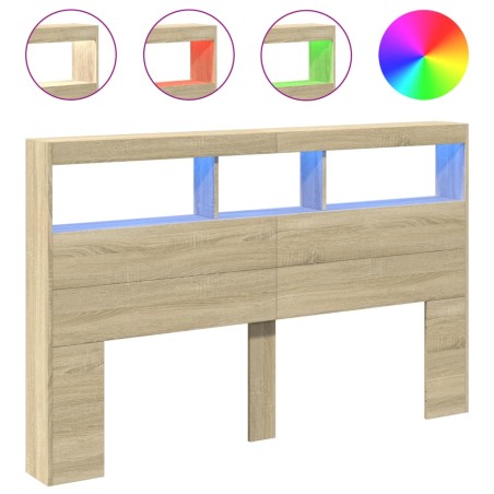 vidaXL Cabecero de cama con LED roble Sonoma 160x17x102 cm