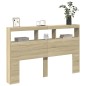 vidaXL Cabecero de cama con LED roble Sonoma 160x17x102 cm