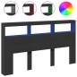 vidaXL Cabecero de cama con LED negro 180x17x102 cm vidaXL Cabecero de cama con LED negro 180x17x102 cm