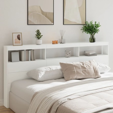 vidaXL Cabecero de cama con LED blanco 220x17x102 cm