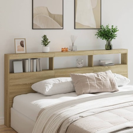 vidaXL Cabecero de cama con LED roble Sonoma 220x17x102 cm