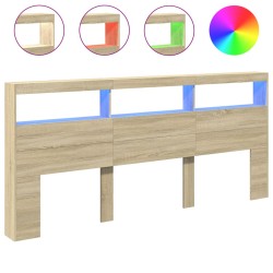 vidaXL Cabecero de cama con LED roble Sonoma 220x17x102 cm