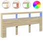 vidaXL Cabecero de cama con LED roble Sonoma 220x17x102 cm vidaXL Cabecero de cama con LED roble Sonoma 220x17x102 cm