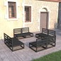 vidaXL Juego de muebles de jardín 8 piezas negro madera maciza de pino vidaXL Juego de muebles de jardín 8 piezas negro madera maciza de pino