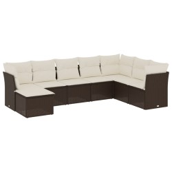 vidaXL Set sofás de jardín 8 piezas y cojines ratán sintético marrón