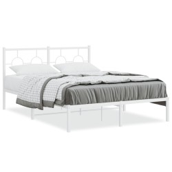 vidaXL Estructura de cama de metal con cabecero blanca 135x190 cm