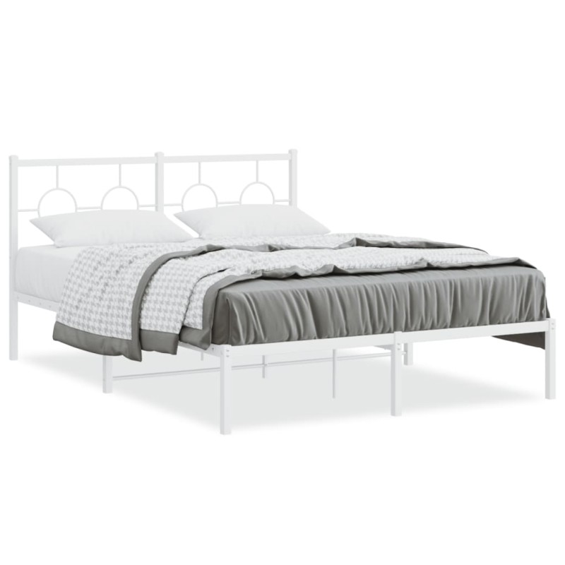 vidaXL Estructura de cama de metal con cabecero blanca 135x190 cm vidaXL Estructura de cama de metal con cabecero blanca 135x190 cm