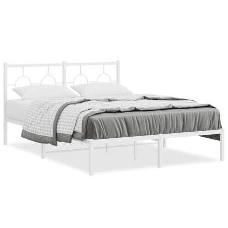vidaXL Estructura de cama de metal con cabecero blanca 135x190 cm