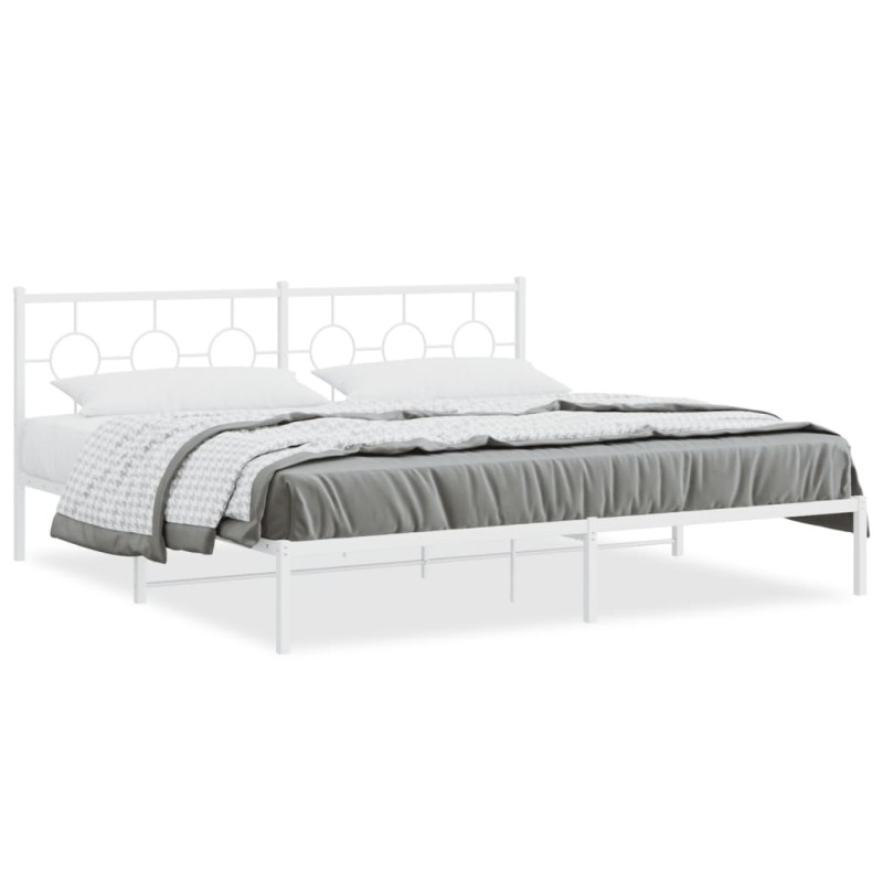 vidaXL Estructura de cama de metal con cabecero blanco 193x203 cm vidaXL Estructura de cama de metal con cabecero blanco 193x203 cm