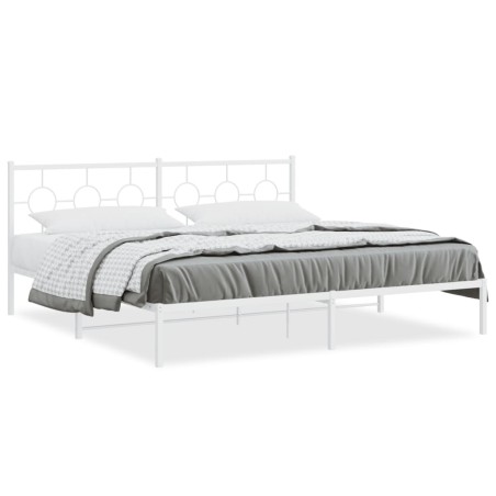 vidaXL Estructura de cama de metal con cabecero blanco 193x203 cm