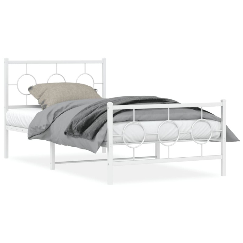 vidaXL Estructura cama metal con cabecero y pie cama blanca 100x200 cm
