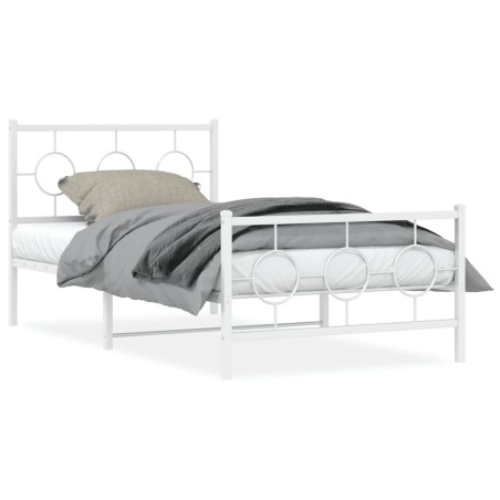 vidaXL Estructura cama metal con cabecero y pie cama blanca 100x200 cm