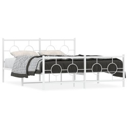 vidaXL Estructura cama metal con cabecero y estribo blanco 150x200 cm