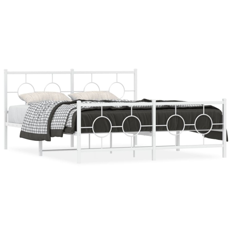vidaXL Estructura cama metal con cabecero y estribo blanco 150x200 cm