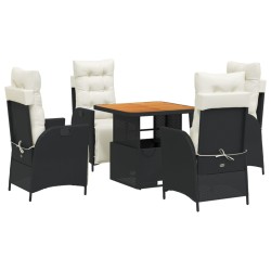 vidaXL Set de muebles jardín 5 pzas con cojines ratán sintético negro
