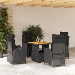 vidaXL Set de muebles jardín 5 pzas con cojines ratán sintético negro