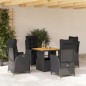 vidaXL Set de muebles jardín 5 pzas con cojines ratán sintético negro vidaXL Set de muebles jardín 5 pzas con cojines ratán sintético negro