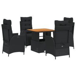 vidaXL Set de muebles jardín 5 pzas con cojines ratán sintético negro
