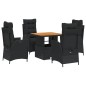 vidaXL Set de muebles jardín 5 pzas con cojines ratán sintético negro vidaXL Set de muebles jardín 5 pzas con cojines ratán sintético negro